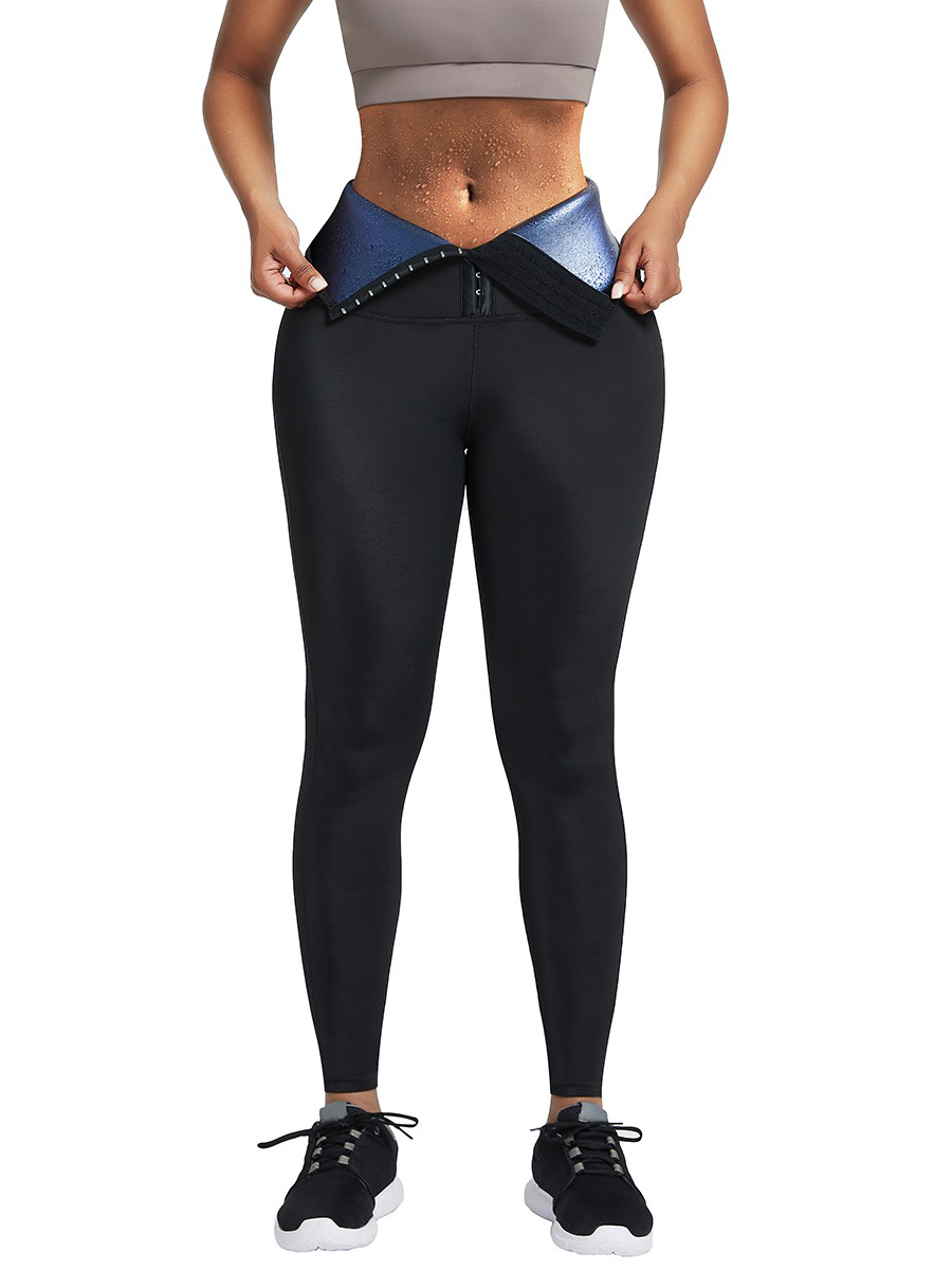 Dark Blue Neoprene Leggings Shaper 3 Rows Hooks High Rise Figure Slimmer