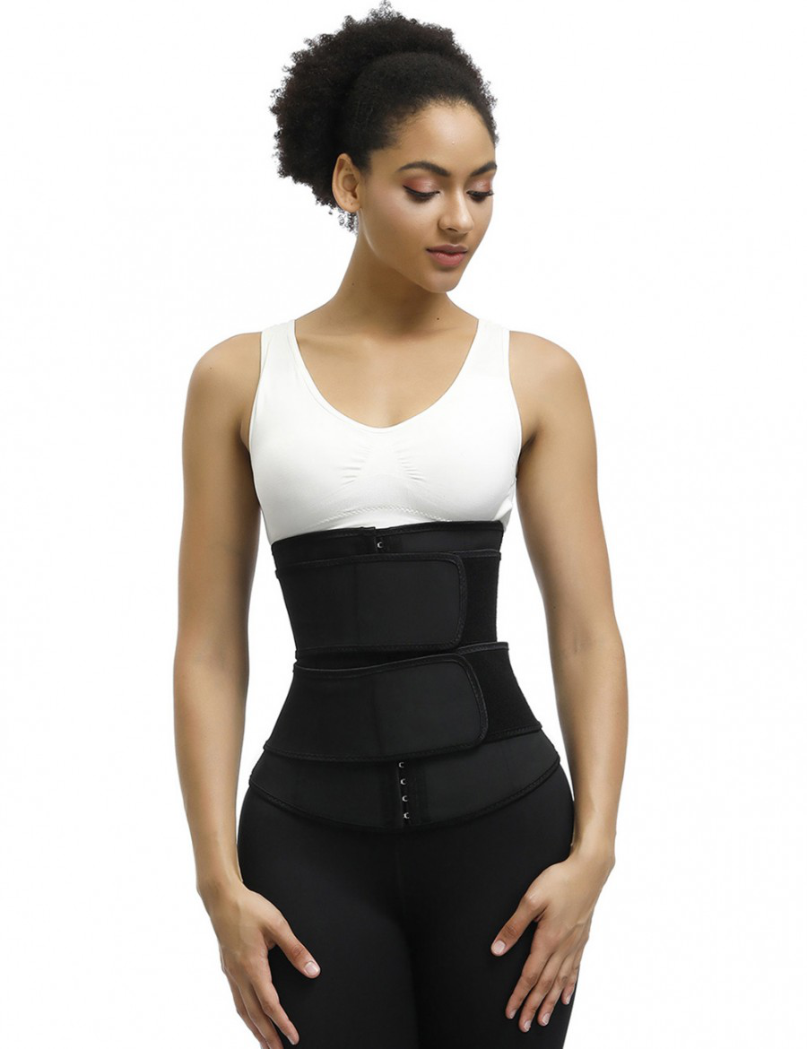 Black Plus Size Latex Waist Trainer 7 Steel Bones Tummy Slimmer