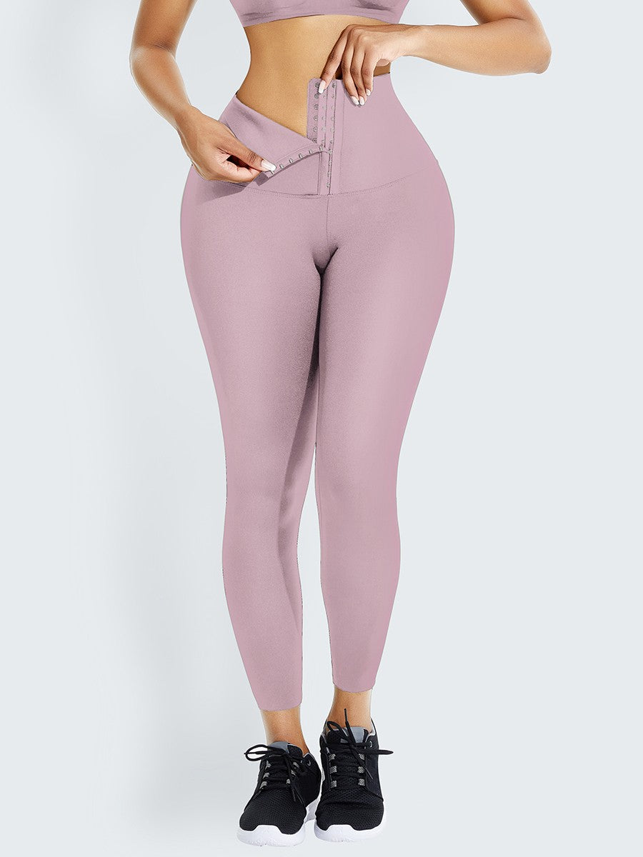 Light Pink 2-In-1 Shapewear Leggings High Waist Slimming Tummy