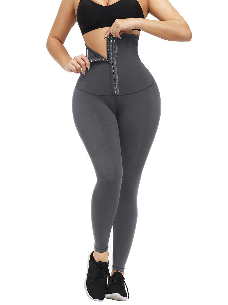 Gray High Waist Shapewear Leggings Ankle Length Fat Burning