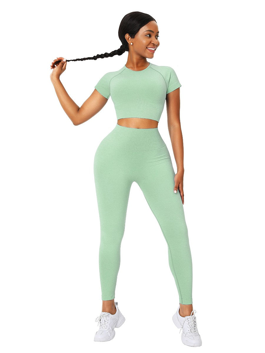 Tailored Green Full-Length Legging Seamless Sweat Suit For Women