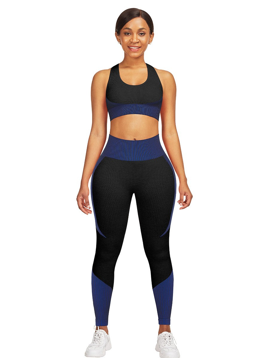 Magic Dark Blue Strap Crop Top High Waist Leggings Latest Fashion