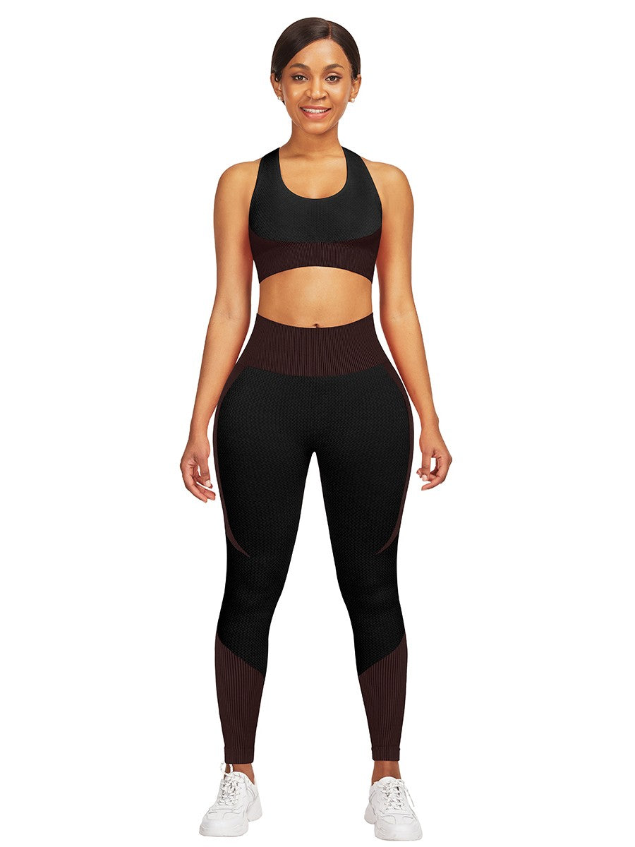 Fuchsia Cross Back Yoga Bra Seamless Legging For Walking