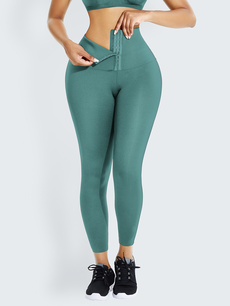 Light Green Waist Trainer 2-In-1 High Waist Legging Custom Logo