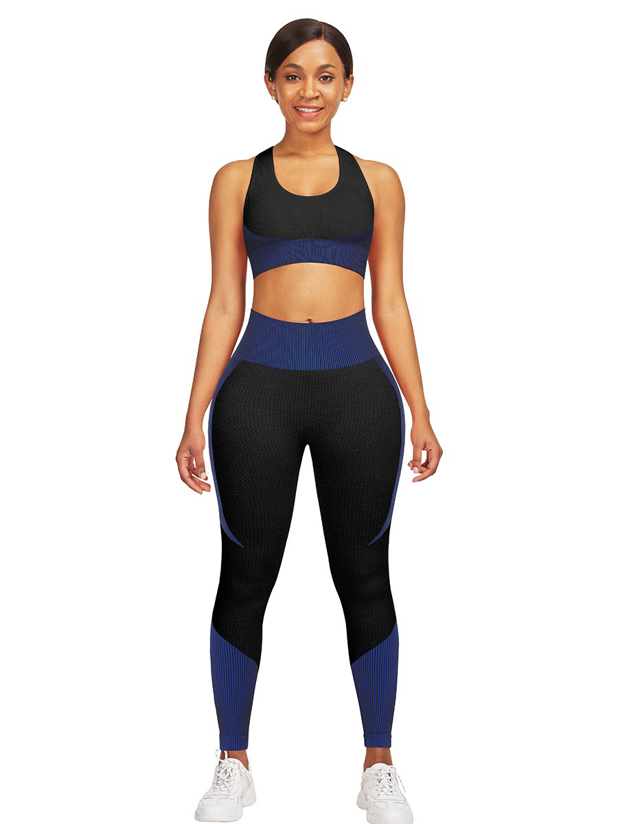 Magic Dark Blue Strap Crop Top High Waist Leggings Latest Fashion