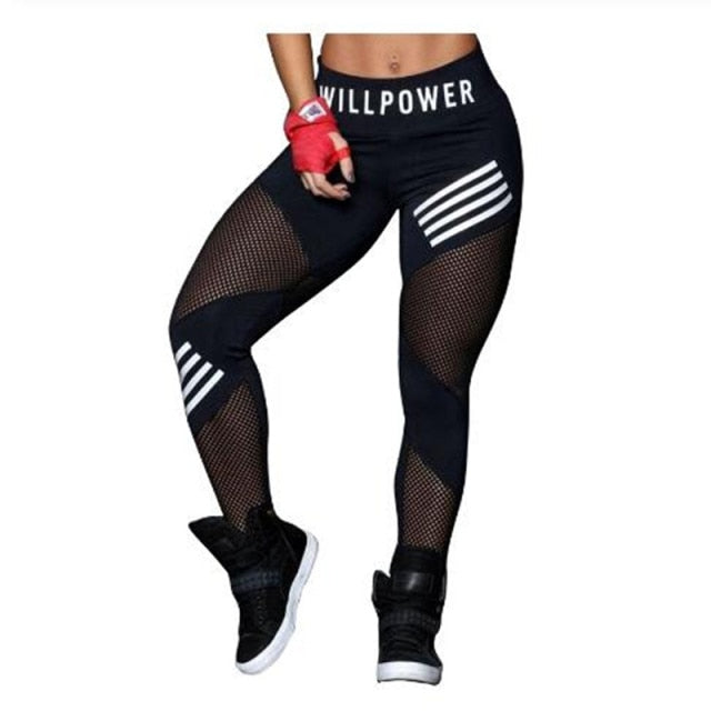 Gym Fitness Letter Print Sportwear Leggings High Waist